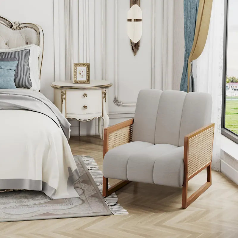 Fauteuil d'appoint en rotin naturel, Fauteuil moderne du milieu du siècle
