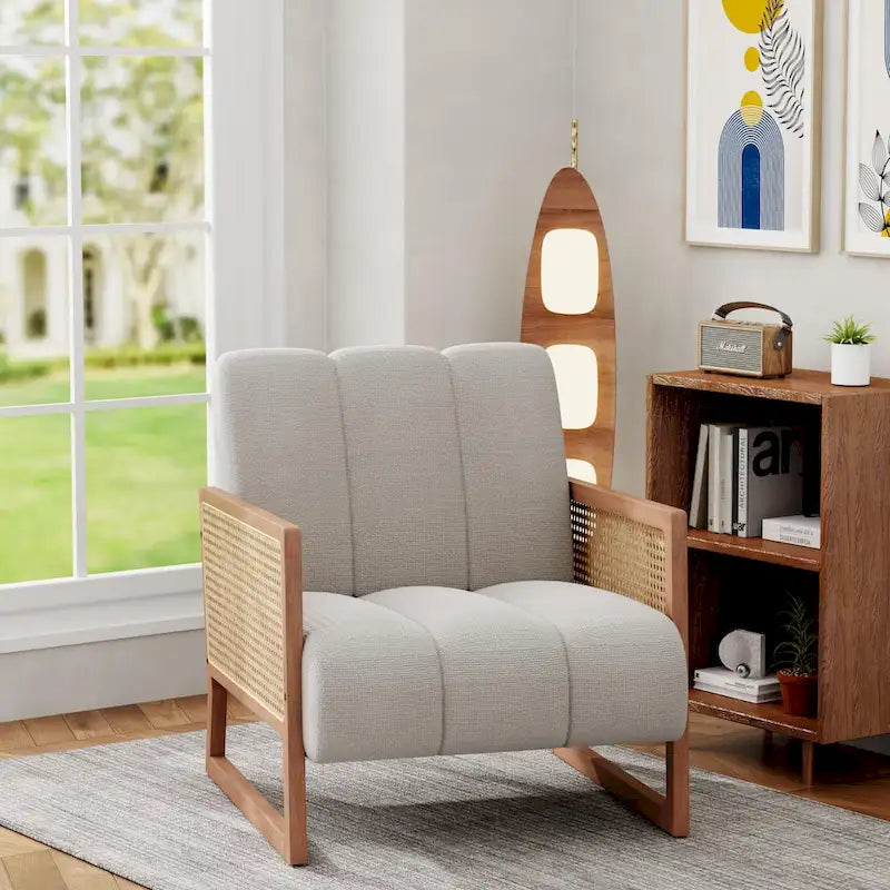 Fauteuil d'appoint en rotin naturel, Fauteuil moderne du milieu du siècle