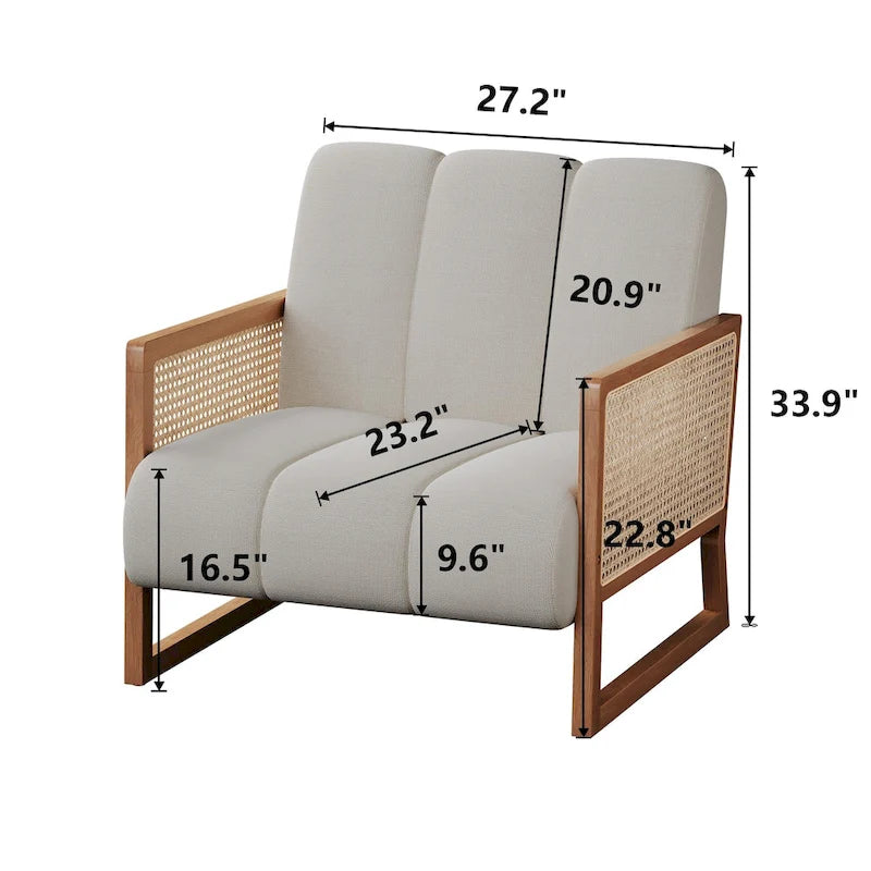 Fauteuil d'appoint en rotin naturel, Fauteuil moderne du milieu du siècle