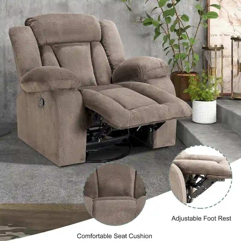 Fauteuil inclinable rembourré à bascule et pivotant