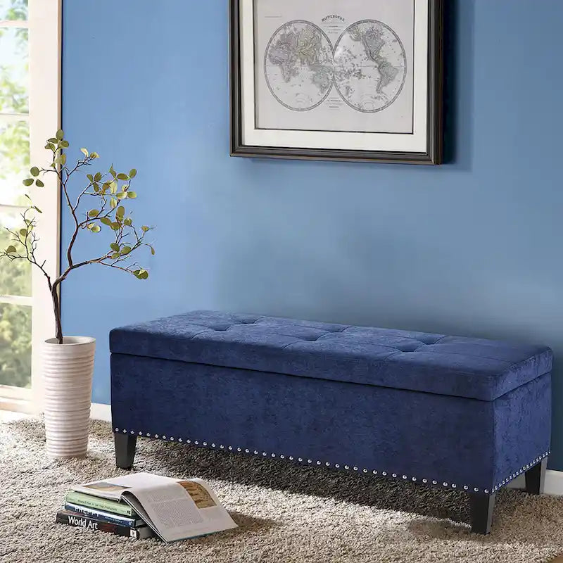 Banc de rangement capitonné à fermeture douce