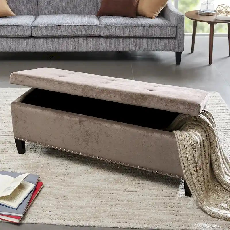 Banc de rangement capitonné à fermeture douce