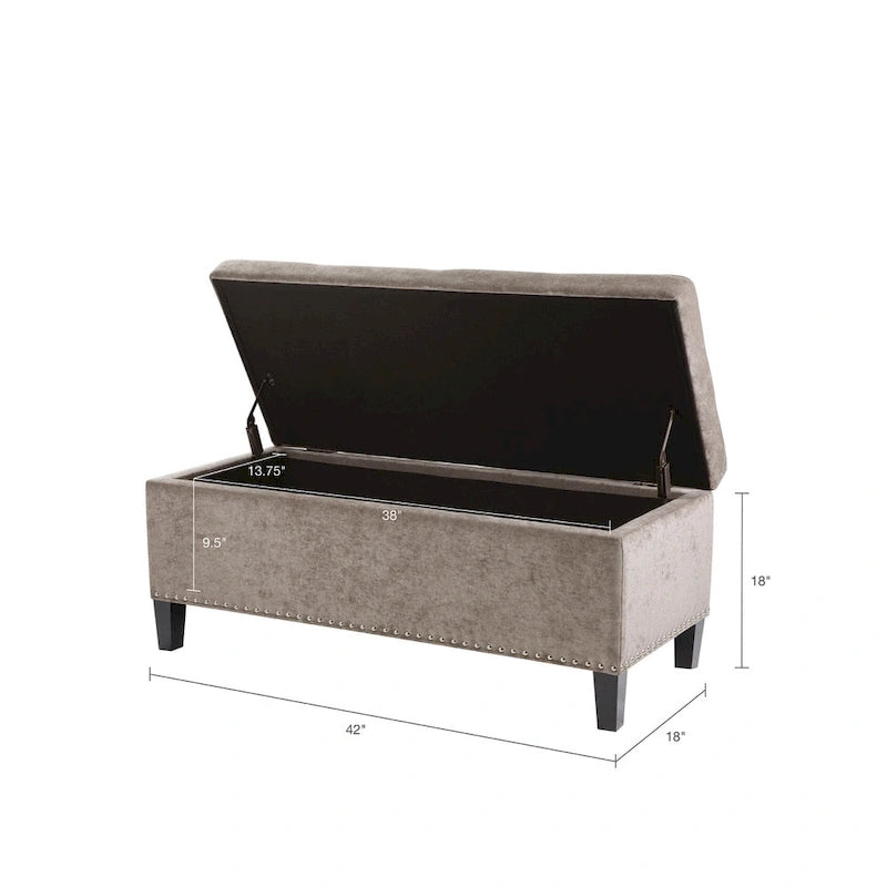 Banc de rangement capitonné à fermeture douce