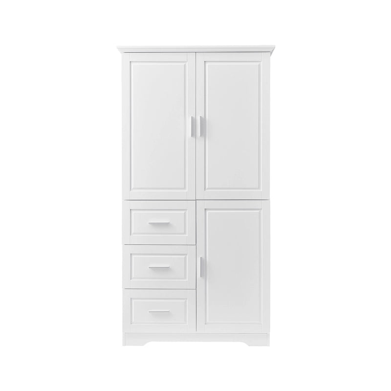 Meuble de rangement haut et large avec portes pour salle de bain/bureau trois tiroirs gris/blanc/noir