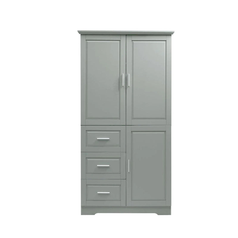 Meuble de rangement haut et large avec portes pour salle de bain/bureau trois tiroirs gris/blanc/noir
