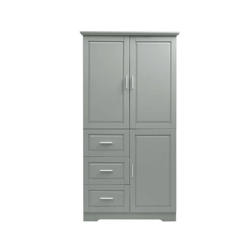 Meuble de rangement haut et large avec portes pour salle de bain/bureau trois tiroirs gris/blanc/noir