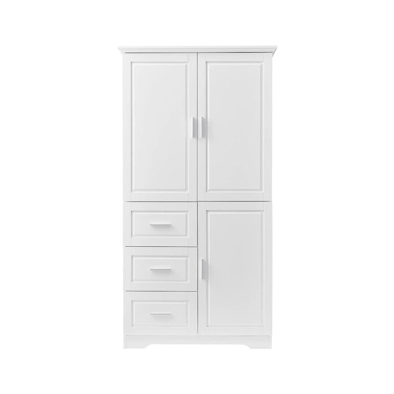 Meuble de rangement haut et large avec portes pour salle de bain/bureau trois tiroirs gris/blanc/noir