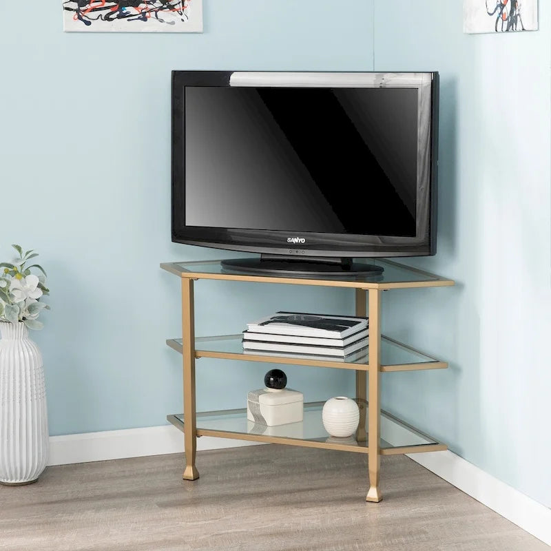SEI Furniture Jensen Metal Corner Media TV Stand for TV's up to 33.25