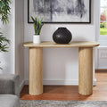 Edo Contemporary Oak-Finished Sofa Table with Sturdy Column Base by iNSPIRE Q Modern