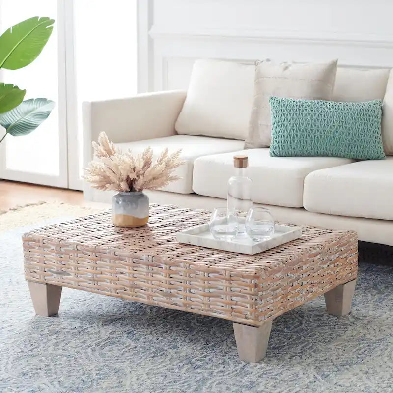 Banc en osier naturel lavé 41L x 28P x 12H
