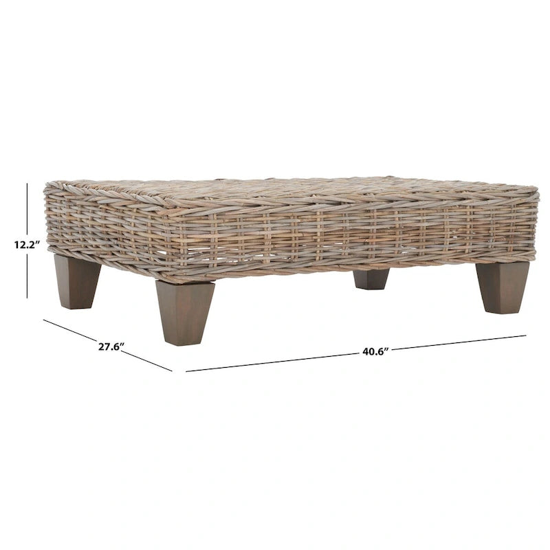 Banc en osier naturel lavé 41L x 28P x 12H
