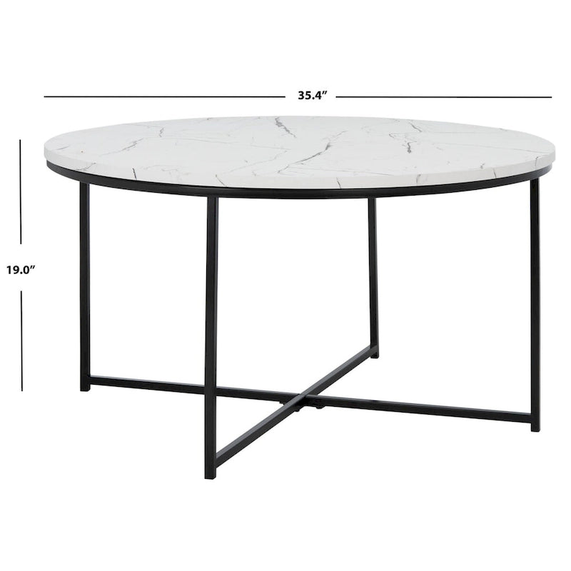Table basse ronde imitation marbre 35" L x 35" P x 19" H