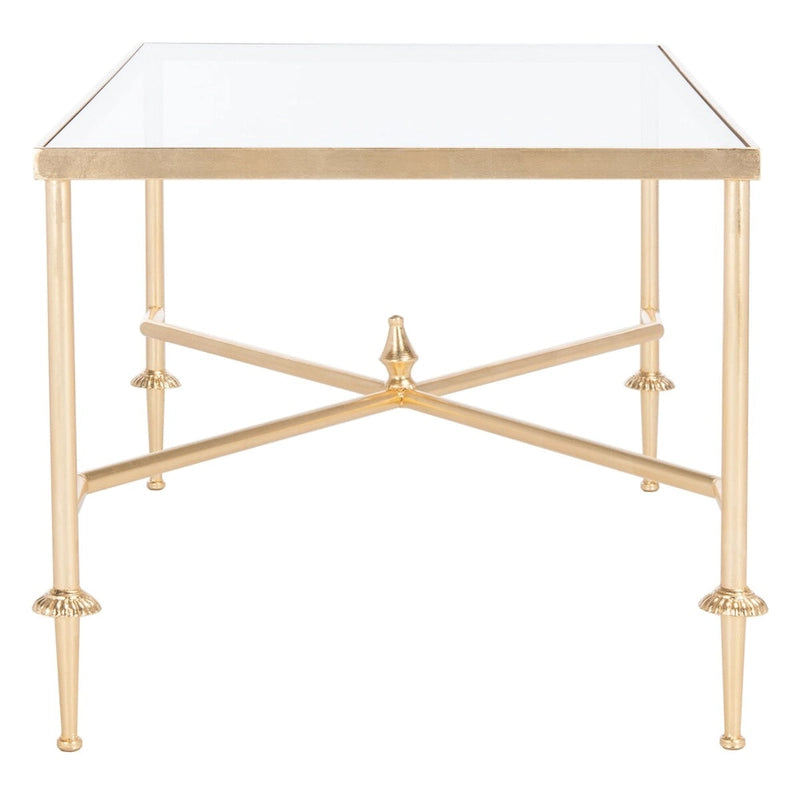 Table basse à plateau en verre et à feuilles d'or 112 cm (L) x 61 cm (P) x 52 cm (H)
