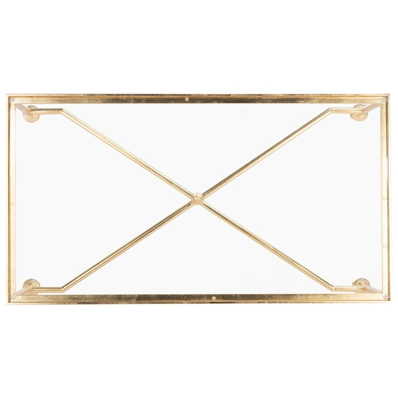 Table basse à plateau en verre et à feuilles d'or 112 cm (L) x 61 cm (P) x 52 cm (H)