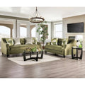Causeuse rembourrée en microfibre vert olive de style transitionnel