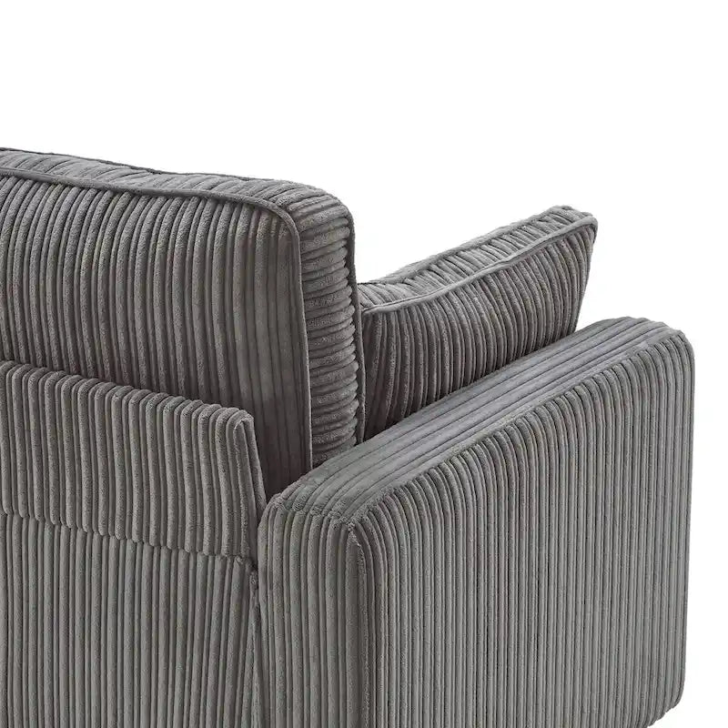 Canapé 3 places moderne 81" en velours côtelé avec base en bois pour salon