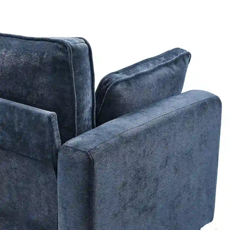 Canapé 3 places moderne 81" en velours côtelé avec base en bois pour salon