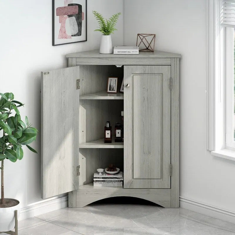Meuble de Rangement d'Angle pour Salle de Bain avec Étagères Réglables, Meuble Autoportant, Meuble d'Appoint pour Salon