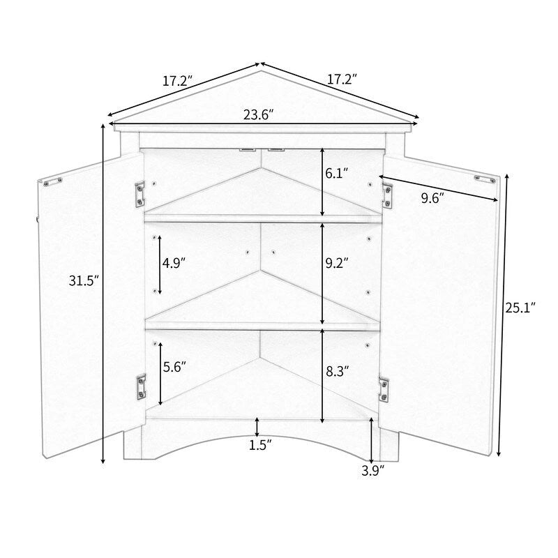 Meuble de Rangement d'Angle pour Salle de Bain avec Étagères Réglables, Meuble Autoportant, Meuble d'Appoint pour Salon