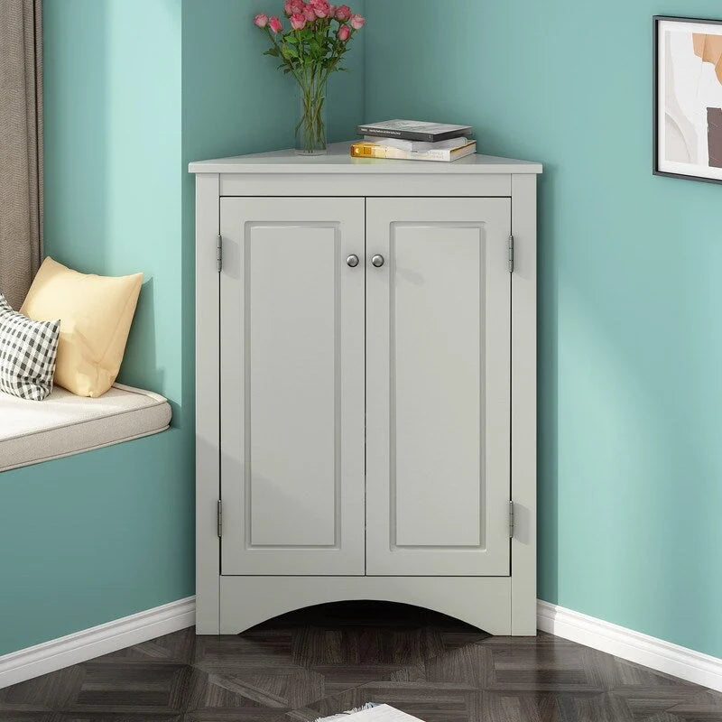 Meuble de Rangement d'Angle pour Salle de Bain avec Étagères Réglables, Meuble Autoportant, Meuble d'Appoint pour Salon