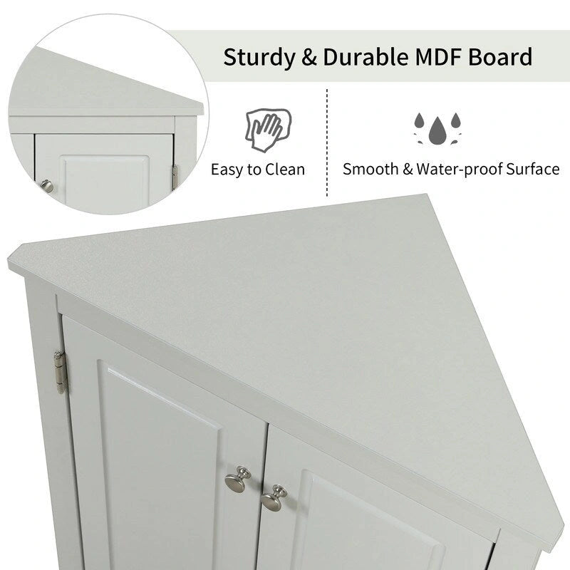 Meuble de Rangement d'Angle pour Salle de Bain avec Étagères Réglables, Meuble Autoportant, Meuble d'Appoint pour Salon