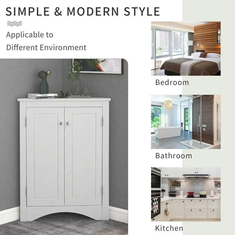 Meuble de Rangement d'Angle pour Salle de Bain avec Étagères Réglables, Meuble Autoportant, Meuble d'Appoint pour Salon