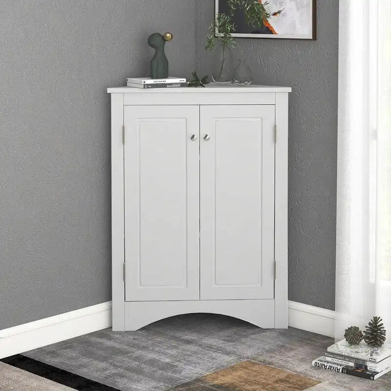 Meuble de Rangement d'Angle pour Salle de Bain avec Étagères Réglables, Meuble Autoportant, Meuble d'Appoint pour Salon