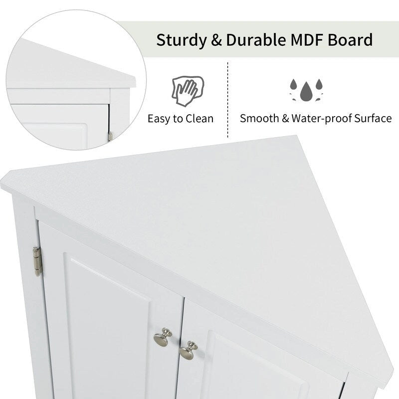 Meuble de Rangement d'Angle pour Salle de Bain avec Étagères Réglables, Meuble Autoportant, Meuble d'Appoint pour Salon