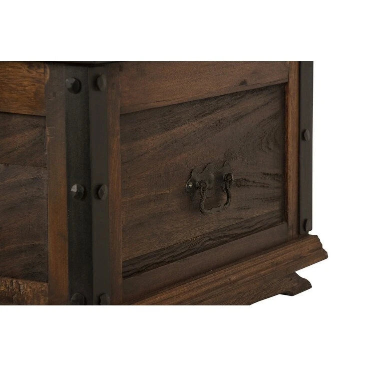 Table basse malle en bois de grange recyclé et fer forgé fait main, 91 cm de large