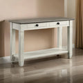 Console rectangulaire de 122 cm avec 2 tiroirs, blanc et marron