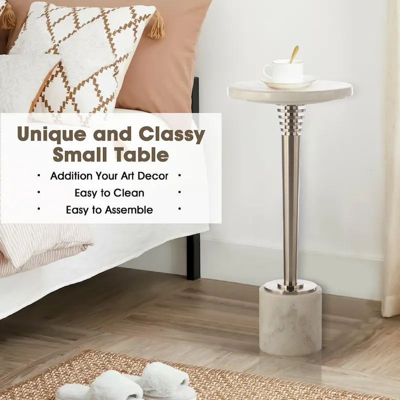 Table d'appoint ronde contemporaine en marbre sur pied