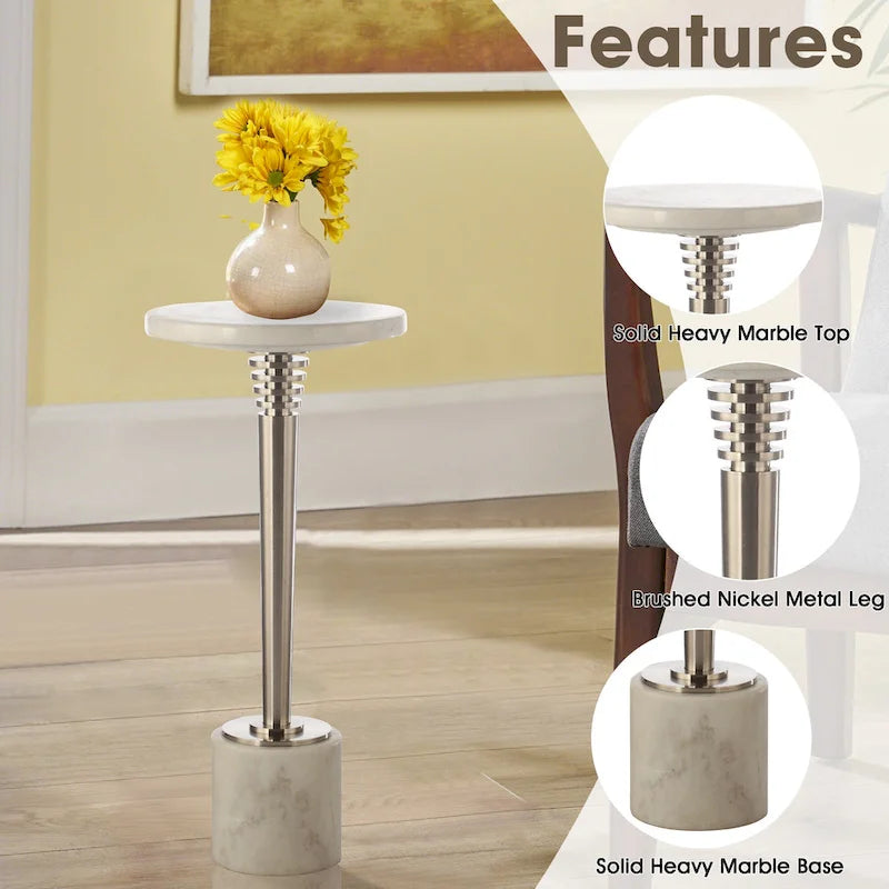Table d'appoint ronde contemporaine en marbre sur pied