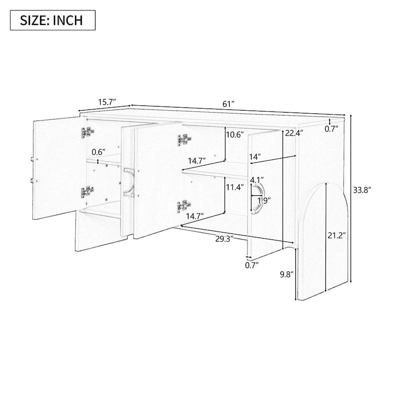 Armoire de rangement en métal à quatre portes pour salon ou chambre à coucher