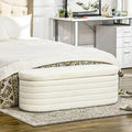 Banc de rangement ottoman de 117 cm en molleton Teddy avec cadre en bois