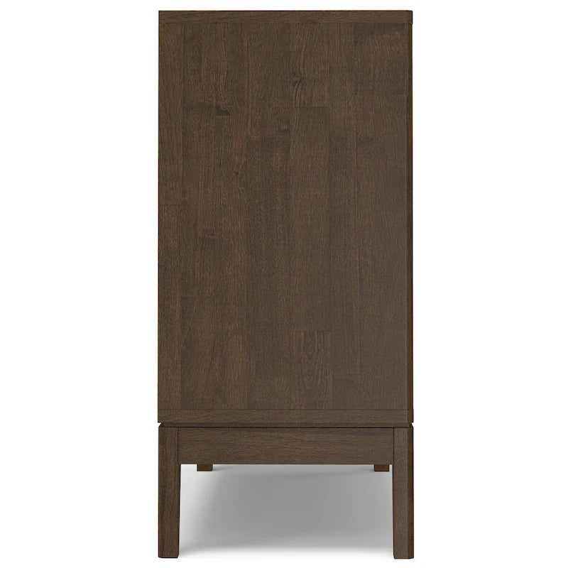 Buffet en Bois d'Hévéa Massif, 2 Portes, Brun Noyer