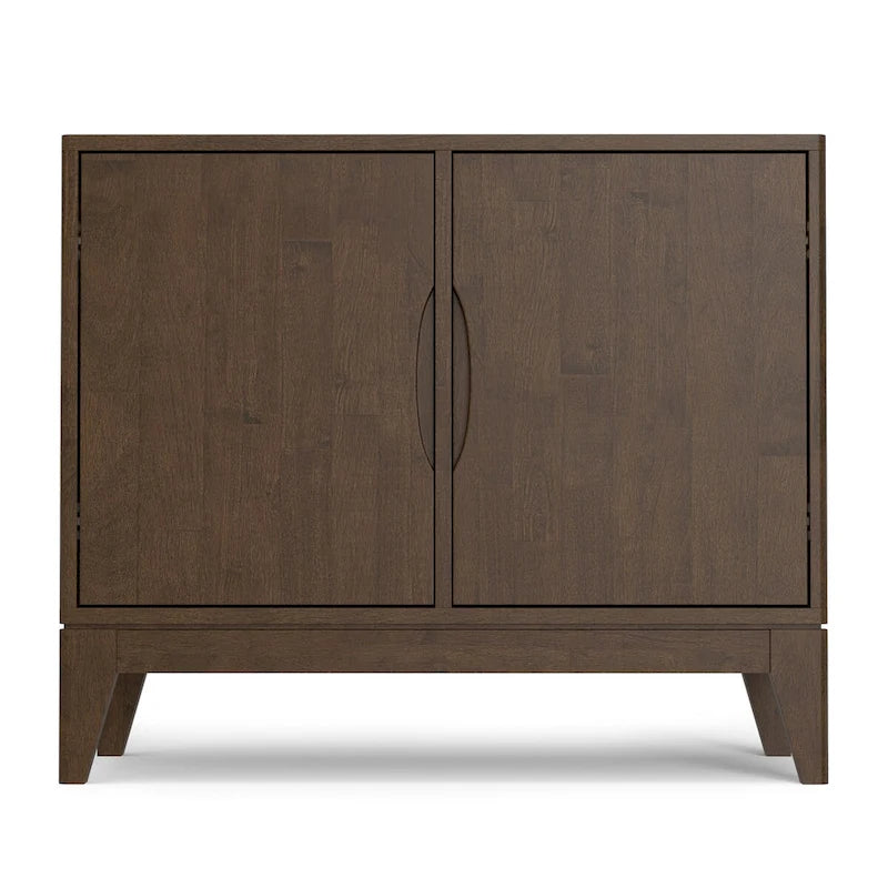 Buffet en Bois d'Hévéa Massif, 2 Portes, Brun Noyer