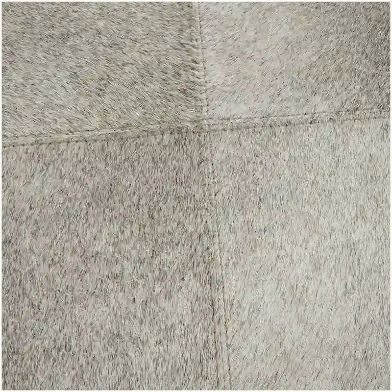 Tabouret patchwork en cuir poil gris avec piètement en métal argenté
