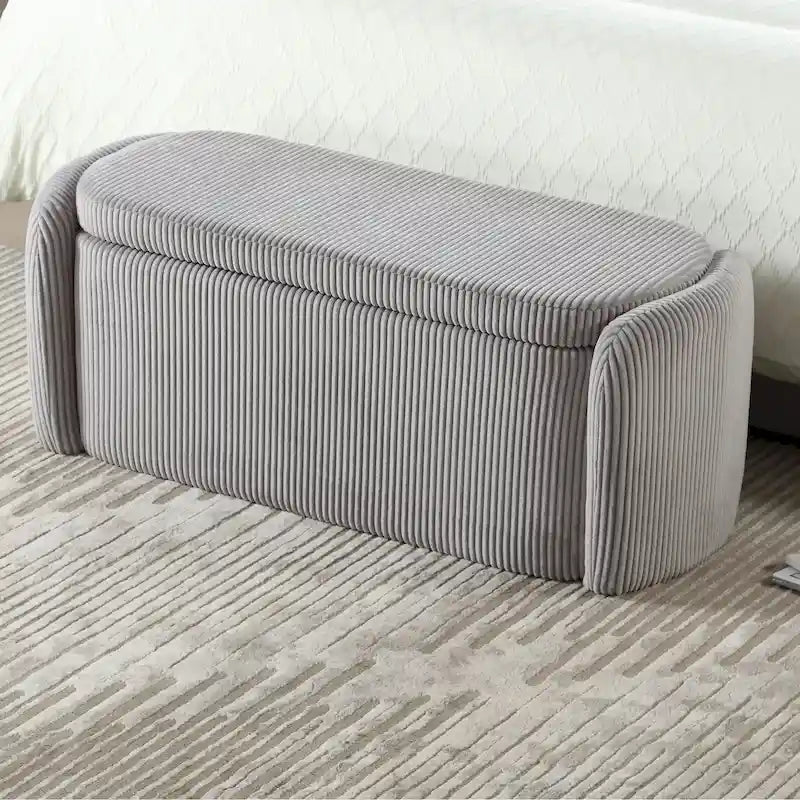 Banc de rangement capitonné en tissu pour entrée