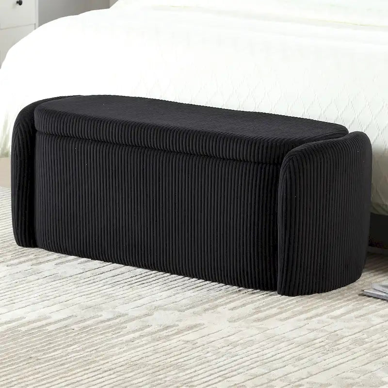 Banc de rangement capitonné en tissu pour entrée