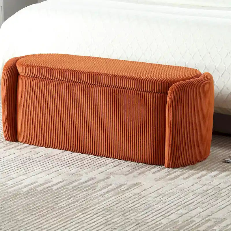 Banc de rangement capitonné en tissu pour entrée