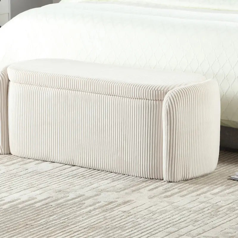 Banc de rangement capitonné en tissu pour entrée