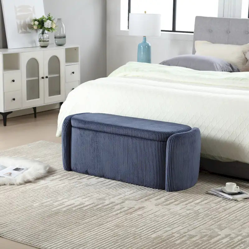 Banc de rangement capitonné en tissu pour entrée