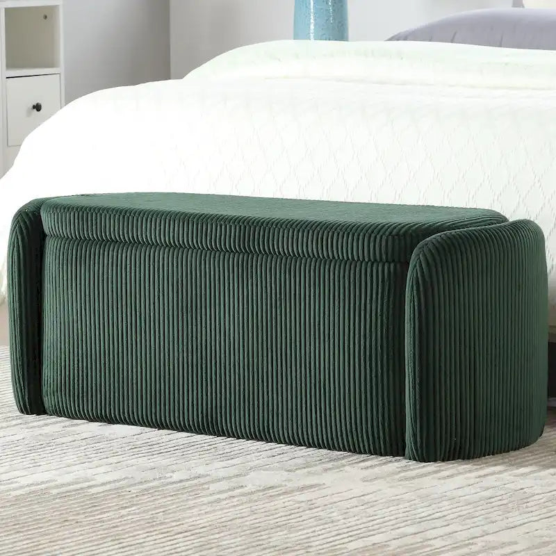 Banc de rangement capitonné en tissu pour entrée