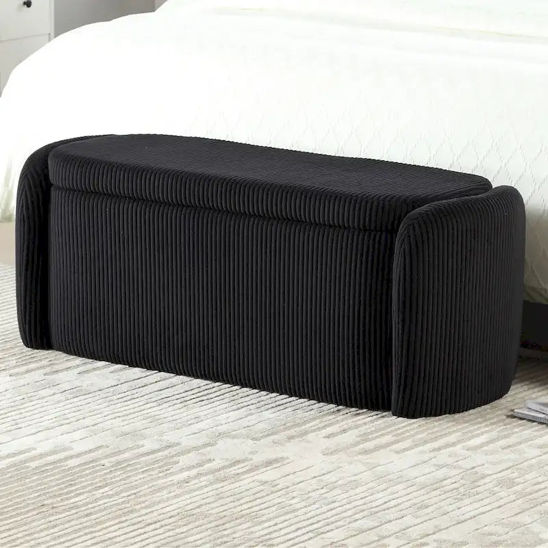 Banc de rangement capitonné en tissu pour entrée