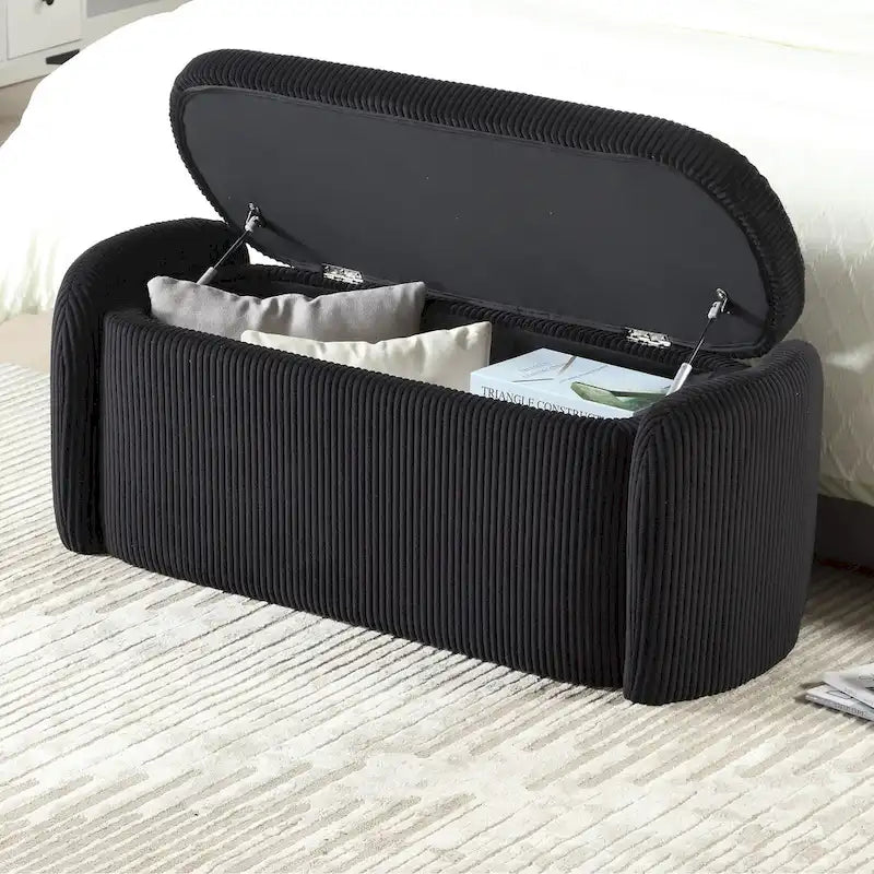 Banc de rangement capitonné en tissu pour entrée