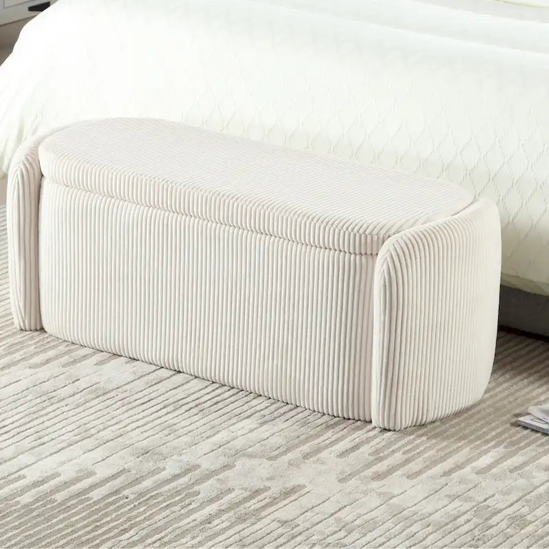Banc de rangement capitonné en tissu pour entrée