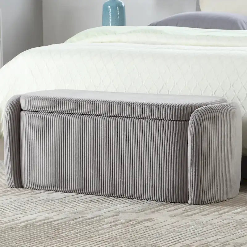 Banc de rangement capitonné en tissu pour entrée