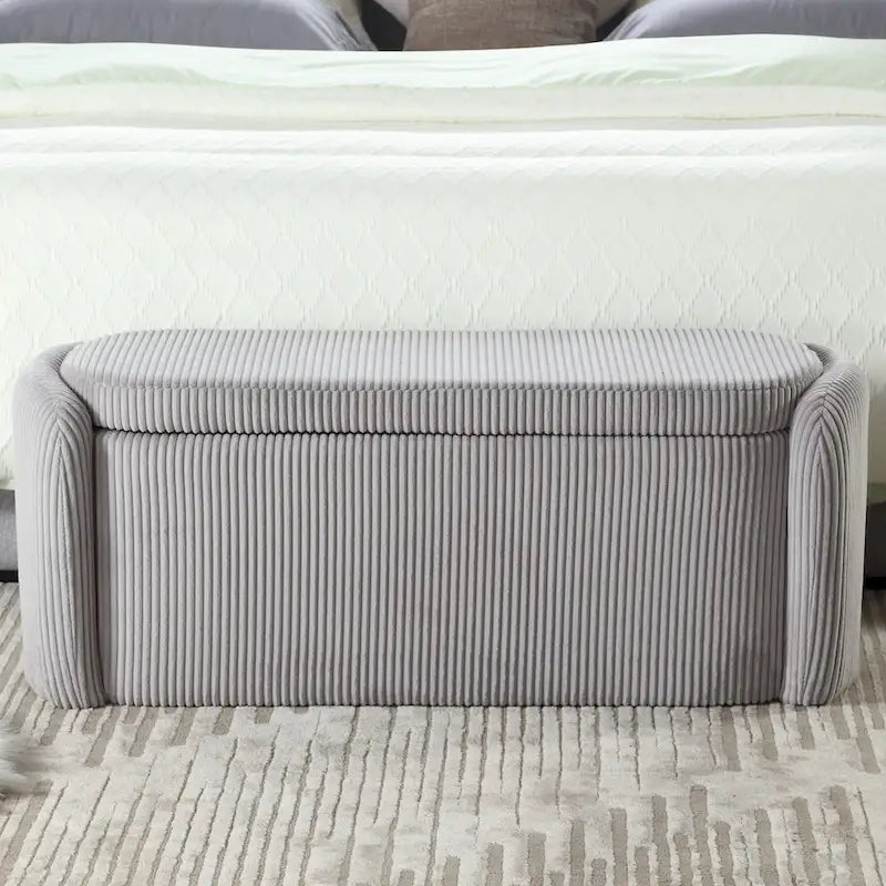 Banc de rangement capitonné en tissu pour entrée