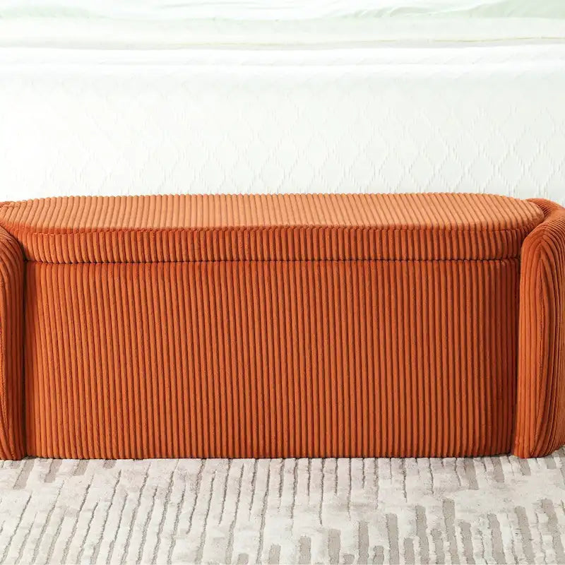 Banc de rangement capitonné en tissu pour entrée