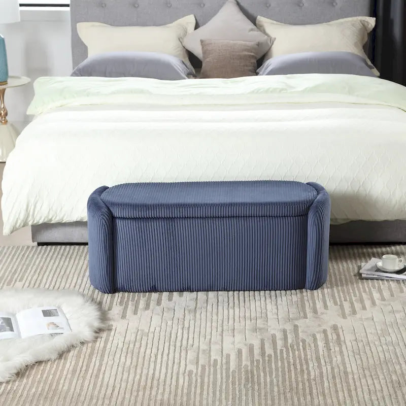 Banc de rangement capitonné en tissu pour entrée